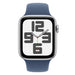 Apple Watch SE 2022 40mm GPS Silber Aluminiumgehäuse mit Sportarmband Sturmblau M/L