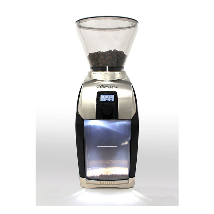 Baratza Virtuoso+ elektrische Kaffeemühle mit Kegelmahlwerk 70W Schwarz, Silber