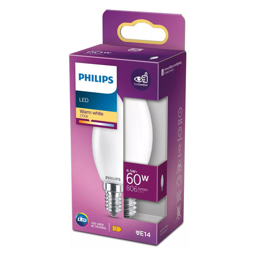 Produktbild LED-Filament - Philips 60W B35 E14 LED-Filament-Kerzenlampe Milchglas