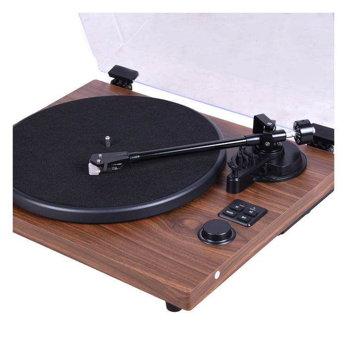 Mersoco B10 HiFi Schallplattenspieler Bluetooth USB Holzoptik Braun