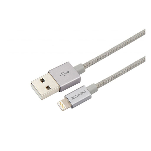 Produktbild Lightningkabel - nevox Lightning USB Datenkabel 2m silbergrau Nylon geflochten