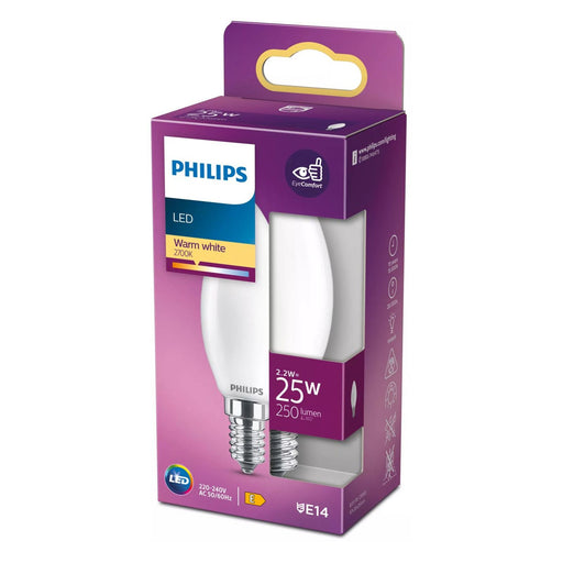 Produktbild LED-Leuchtmittel - Philips LED Kerzenlampe E14 2,2W=25W warmwhite B35 250lumen Milchglass