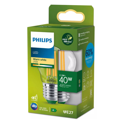 Produktbild LED-Leuchtmittel - Philips LED Ultraefficient E27 2,3W=40W WarmWhite 485lumen P45