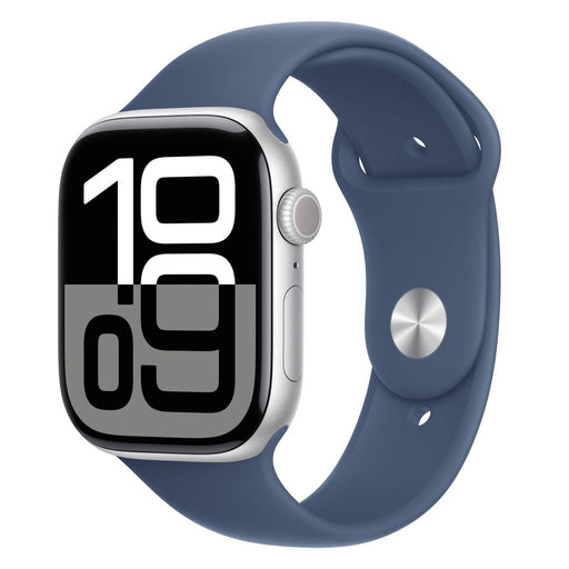 Produktbild Smartwatch - Apple Watch Series 10 46mm GPS + 4G Silber Aluminiumgehäuse, Sportarmband Denim M/L