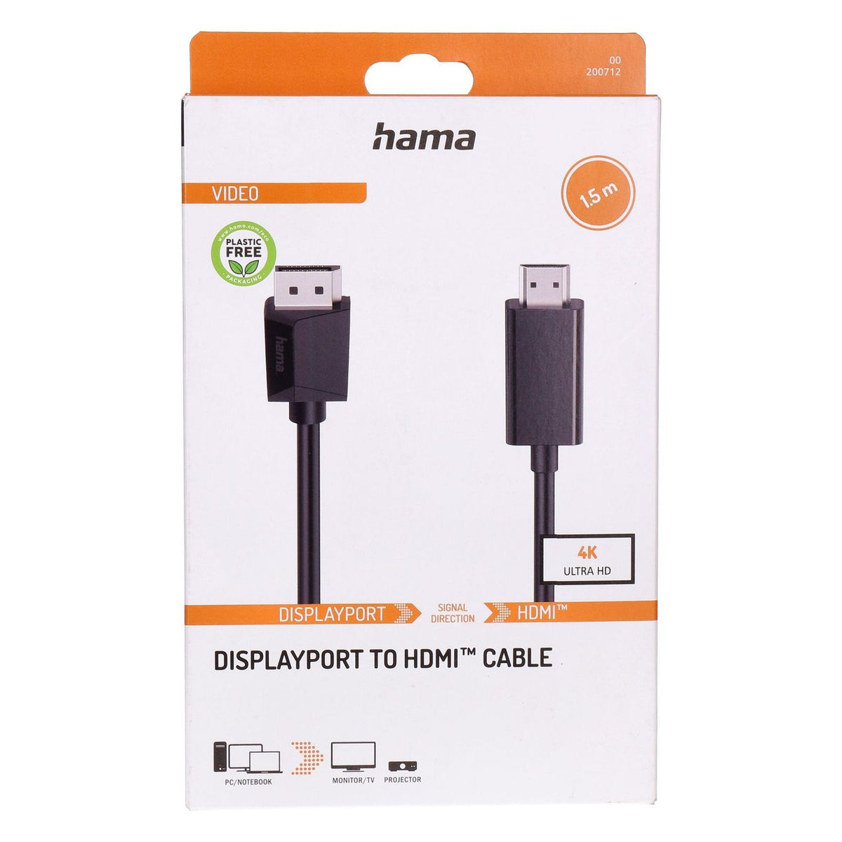Produktbild HDMI-Kabel - Hama Displayport to HDMI Cable 1,5m 4K Ultra HD