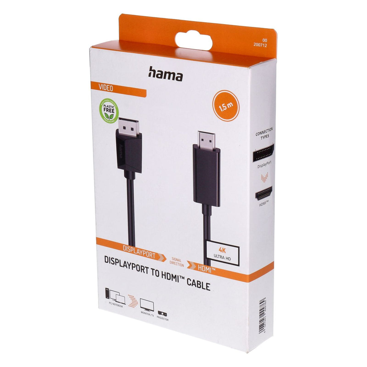 Produktbild HDMI-Kabel - Hama Displayport to HDMI Cable 1,5m 4K Ultra HD