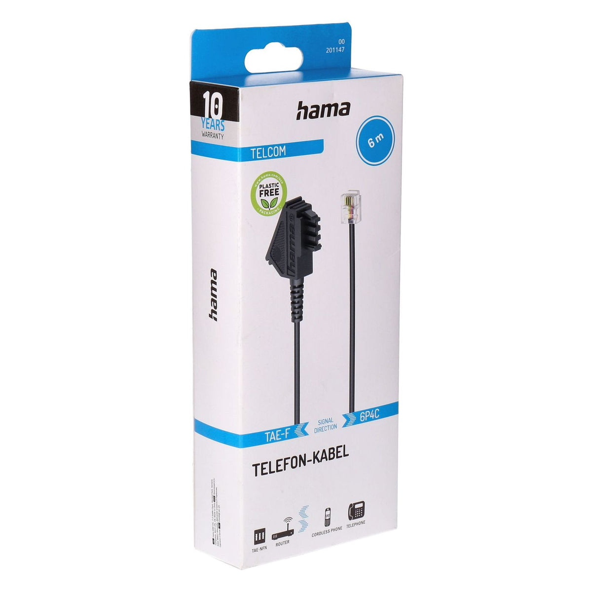 Produktbild Verlängerungskabel - Hama Telefon Kabel 6m schwarz