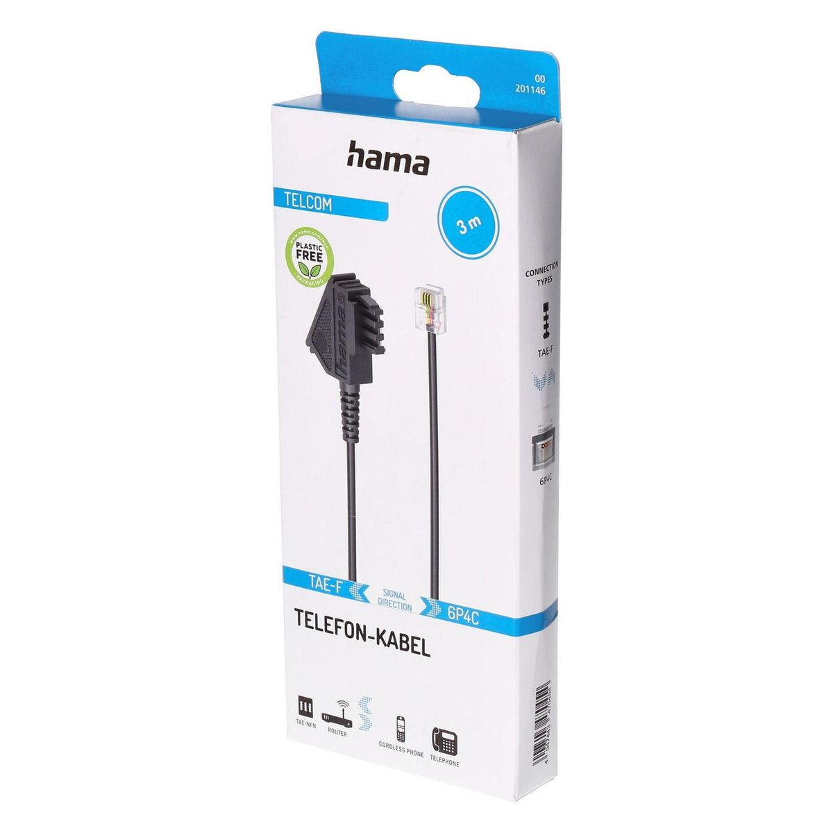 Produktbild Audio-Kabel - Hama Telefon Kabel 3m schwarz