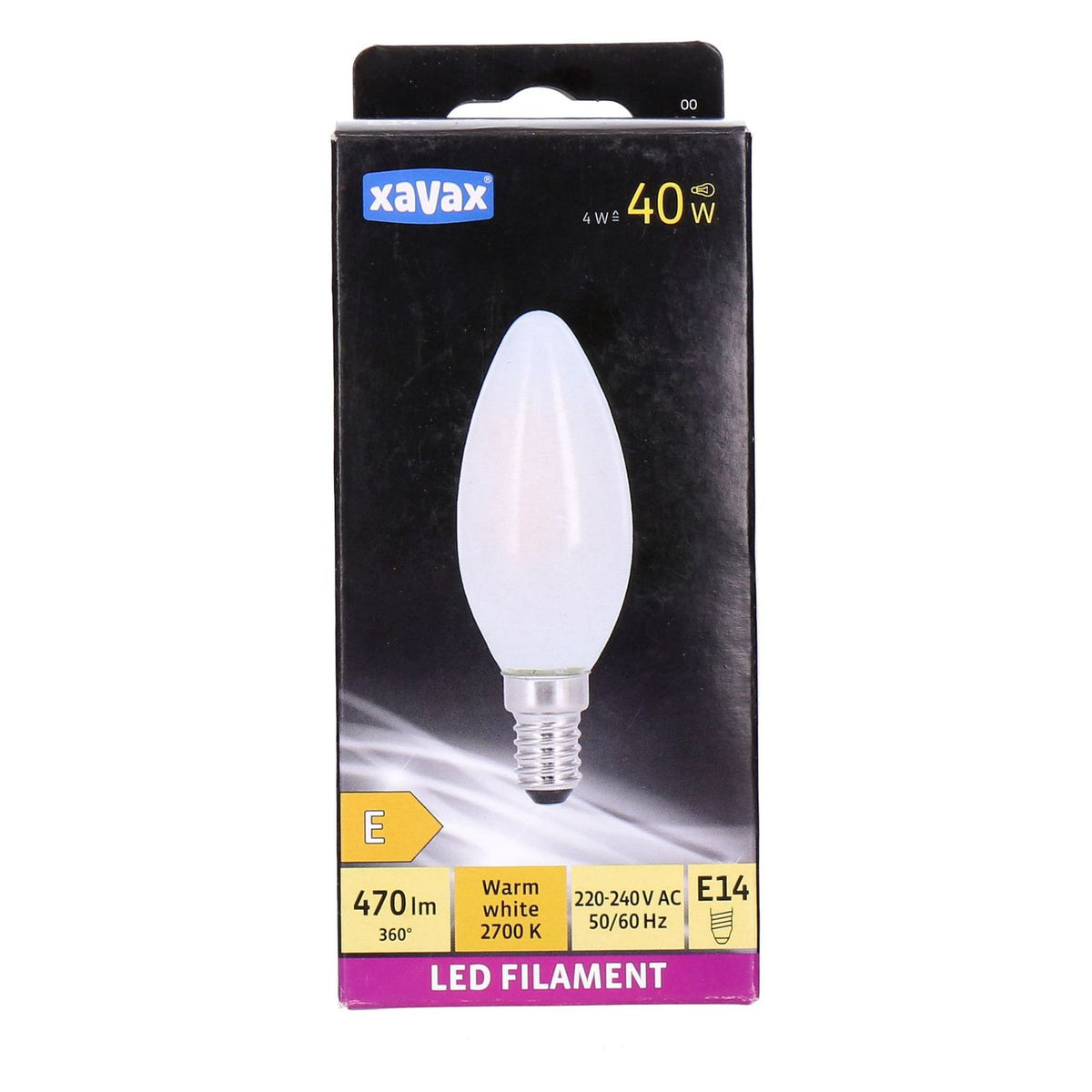 Produktbild LED-Filament - Xavax LED-Filament E14 Kerze warmweiß 4W=40W 470lm
