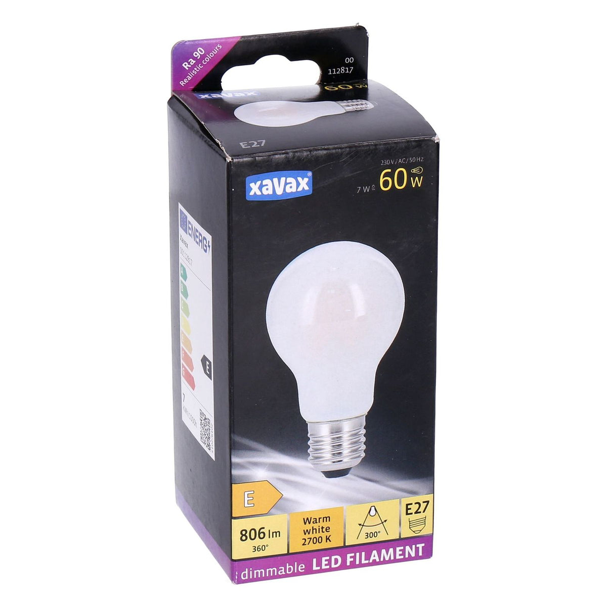 Produktbild LED-Filament - Xavax E27 LED Filament Birne Dimmbar warmweiß 7W=60W 806lm