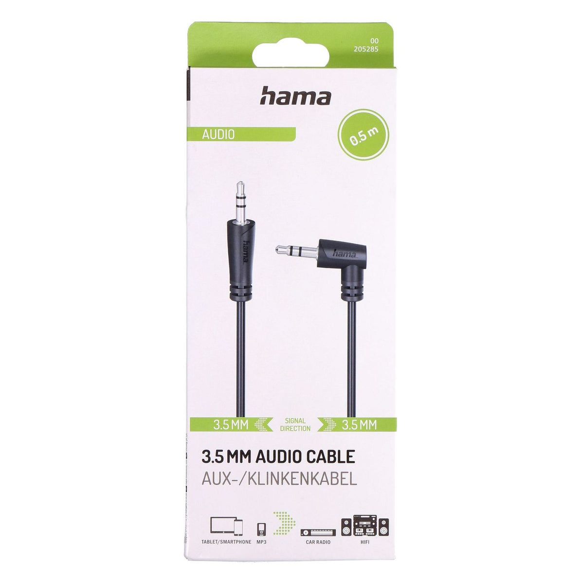 Produktbild Audio-Kabel - Hama 3,5MM Audio Kabel AUX-/Klinkenkabel 0,5m