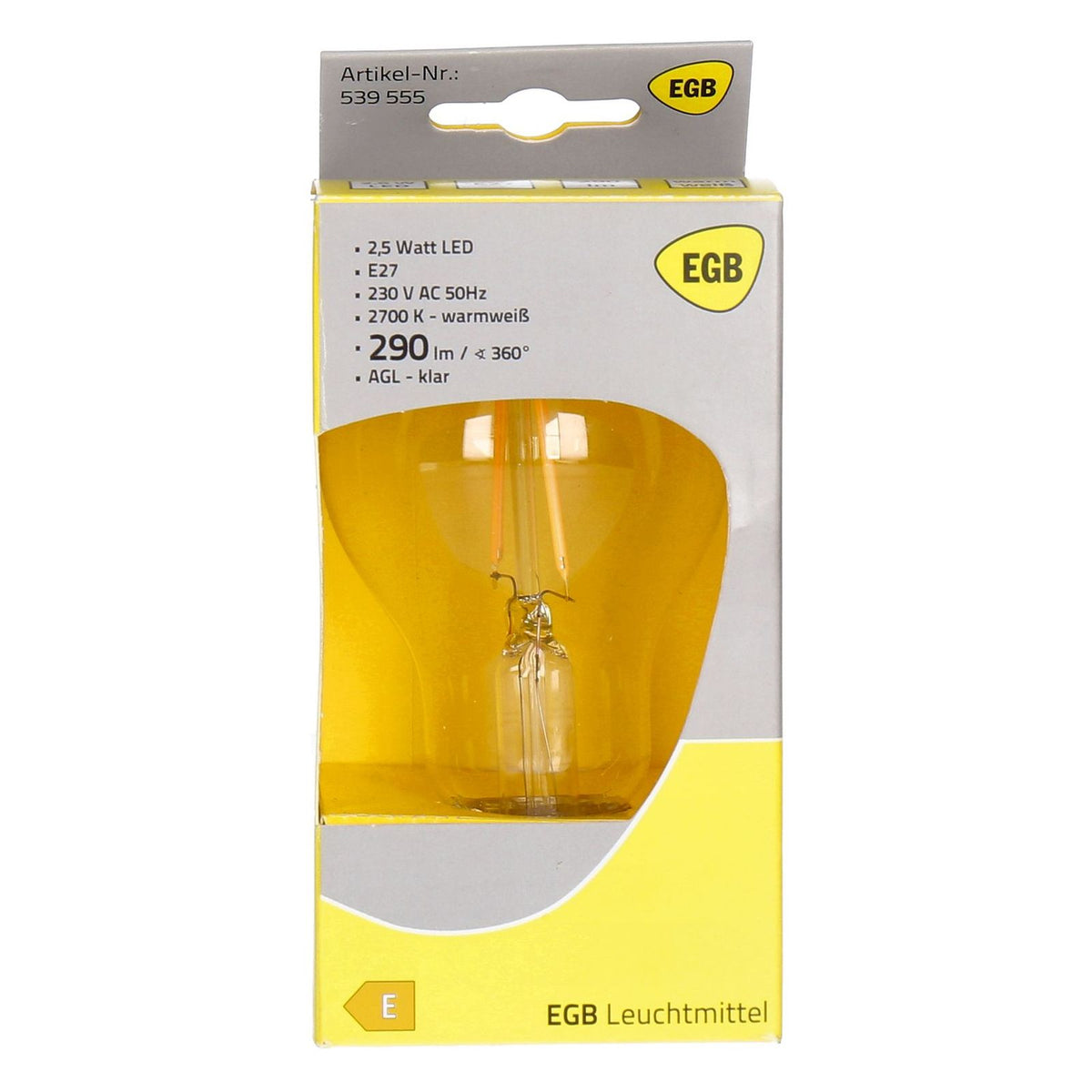 Produktbild LED-Leuchtmittel - EGB LED Lampe AGL E27 2,5W 290lm warmweiß mit Abstrahlwinkel 360°