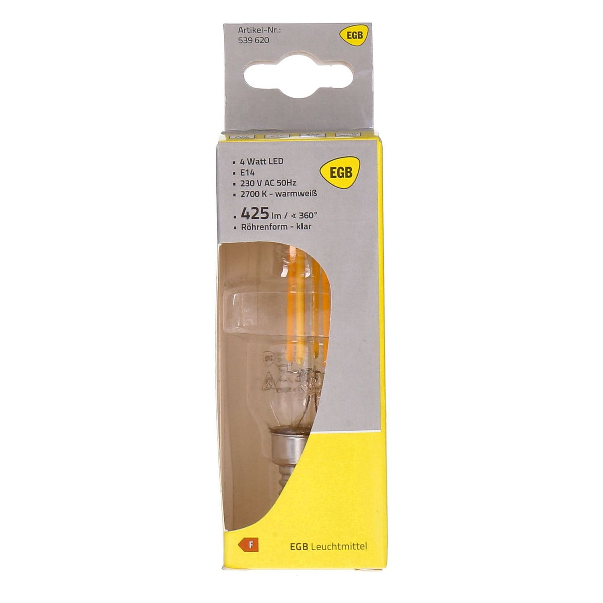 Produktbild LED-Leuchtmittel - EGB LED Röhrenlampe E14 4W 425lm warmweiß