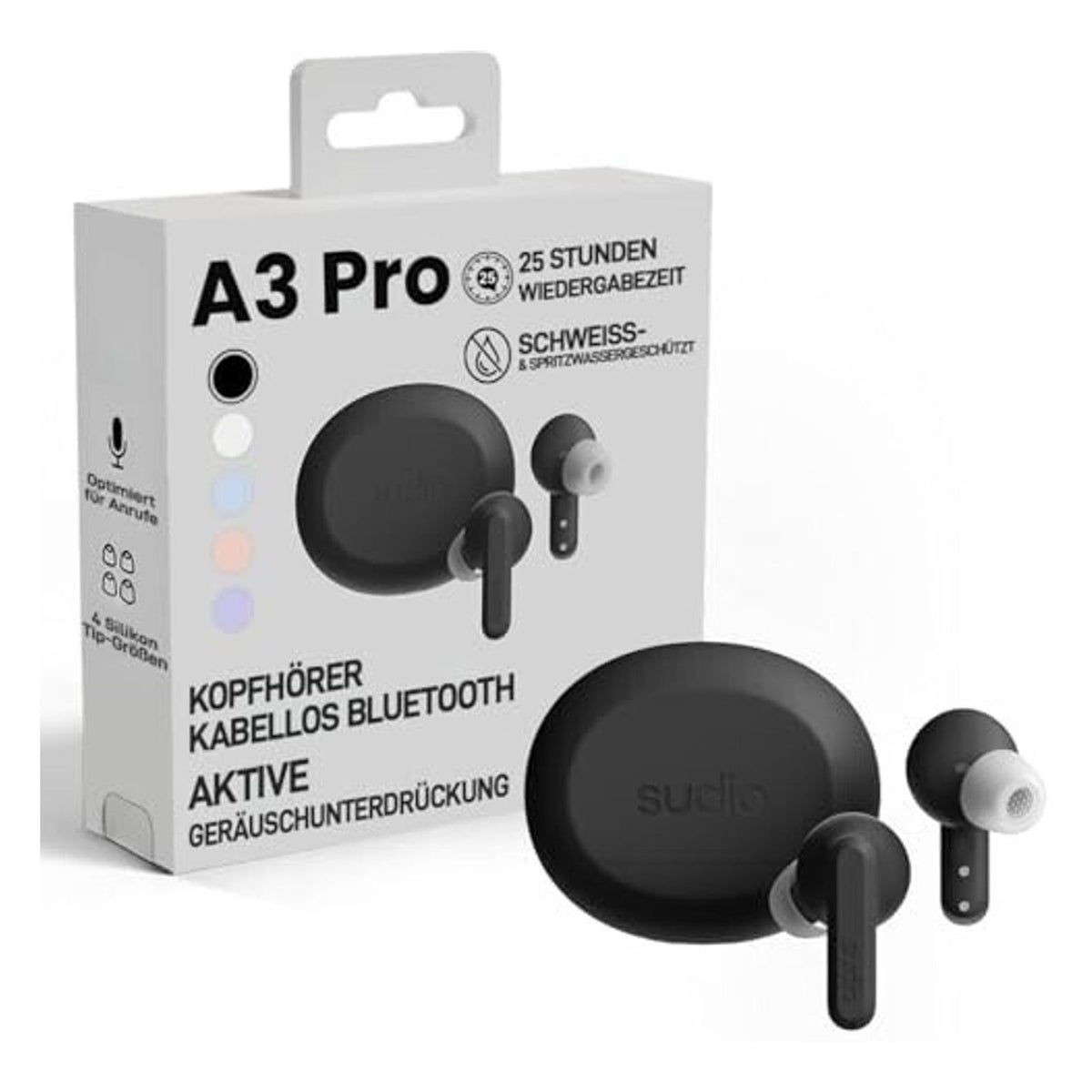 Produktbild wireless In-Ear-Kopfhörer - SUDIO A3 Pro In-ear Kopfhörer Bluetooth Schwarz