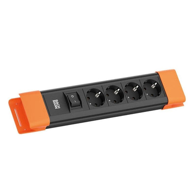 CONNECTUS 4x Steckdose, 1x Schalter 2m Zuleitung schwarz orange BM005919