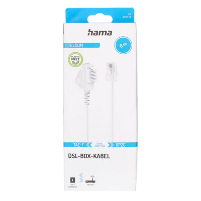 - 00201119 DSL-Box-Kabel, TAE-F-Stecker Modular-Stecker 8p2c, 6 m, Weiß