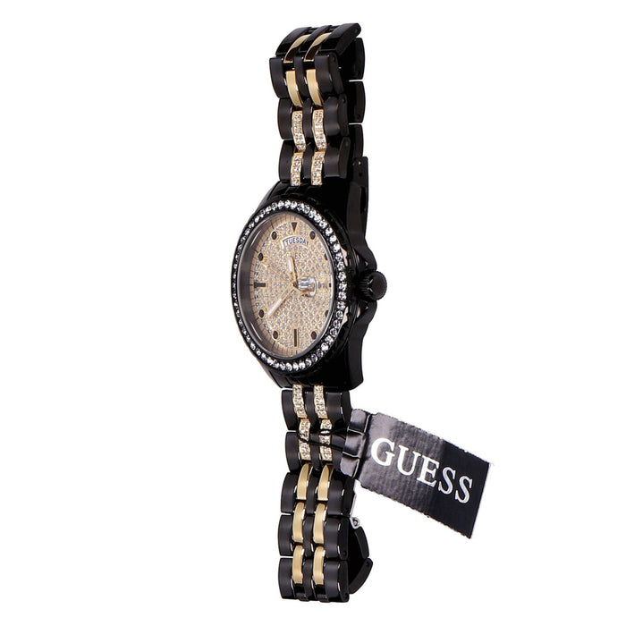 GUESS Men Gold Herrenuhr mit goldenem runden Zifferblatt und Quarzwerk 44mm Edelstahl Armband