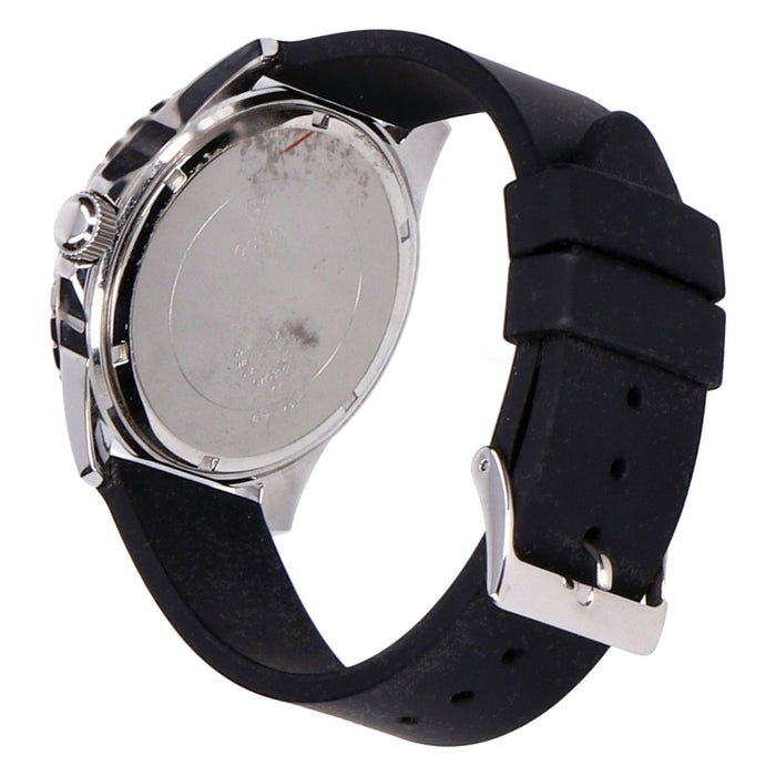 Guess Silver Round Dial Quartz Analog Men Silikon Armband