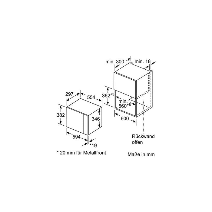 Bosch BFL524MS0 Einbau Mikrowelle 20L edelstahl