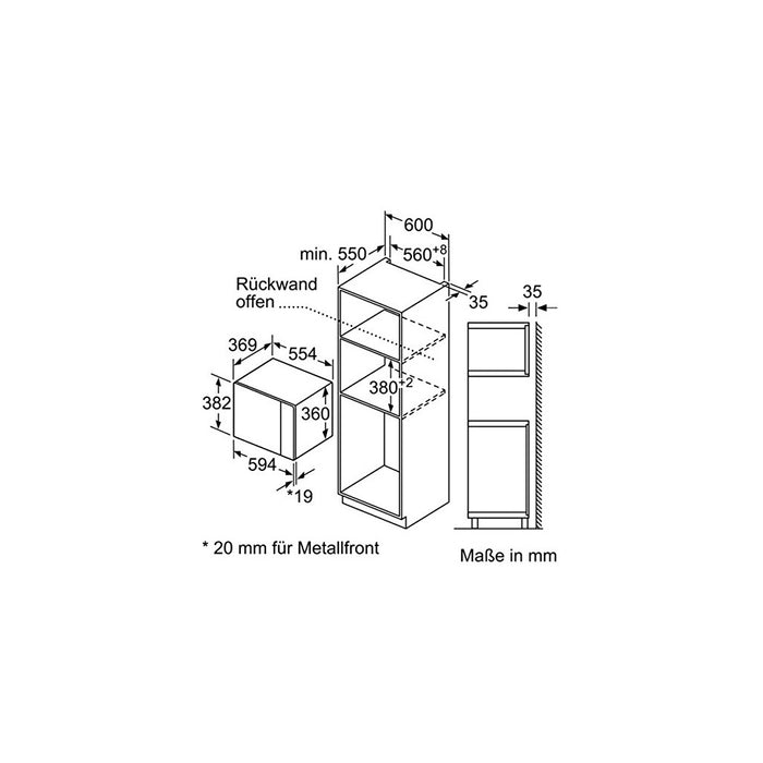 Neff HGB53 Einbau Mikrowelle 25L inox