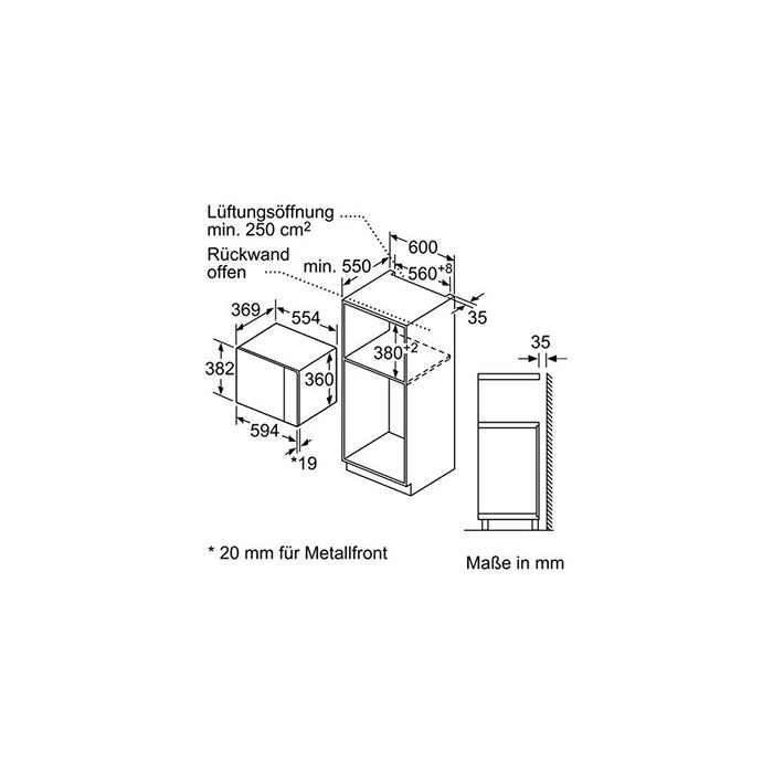 Neff HGB53 Einbau Mikrowelle 25L inox