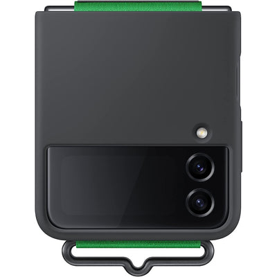 Silikon Cover mit Strap Galaxy Z Flip4 schwarz/grün