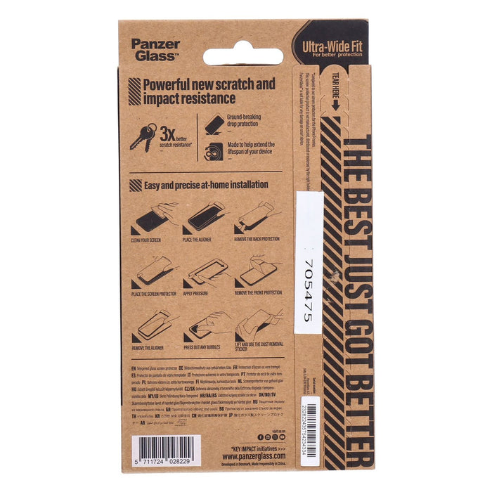 PanzerGlass Displayschutz Glas für Apple iPhone 15 Pro mit Einbaurahmen Ultra-Wide Fit