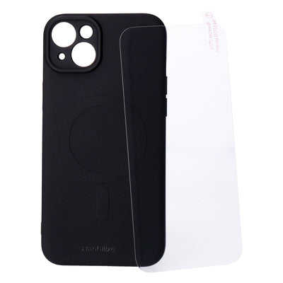 Protection Pack iPhone 15 Plus Silikon Case schwarz und Displayschutz