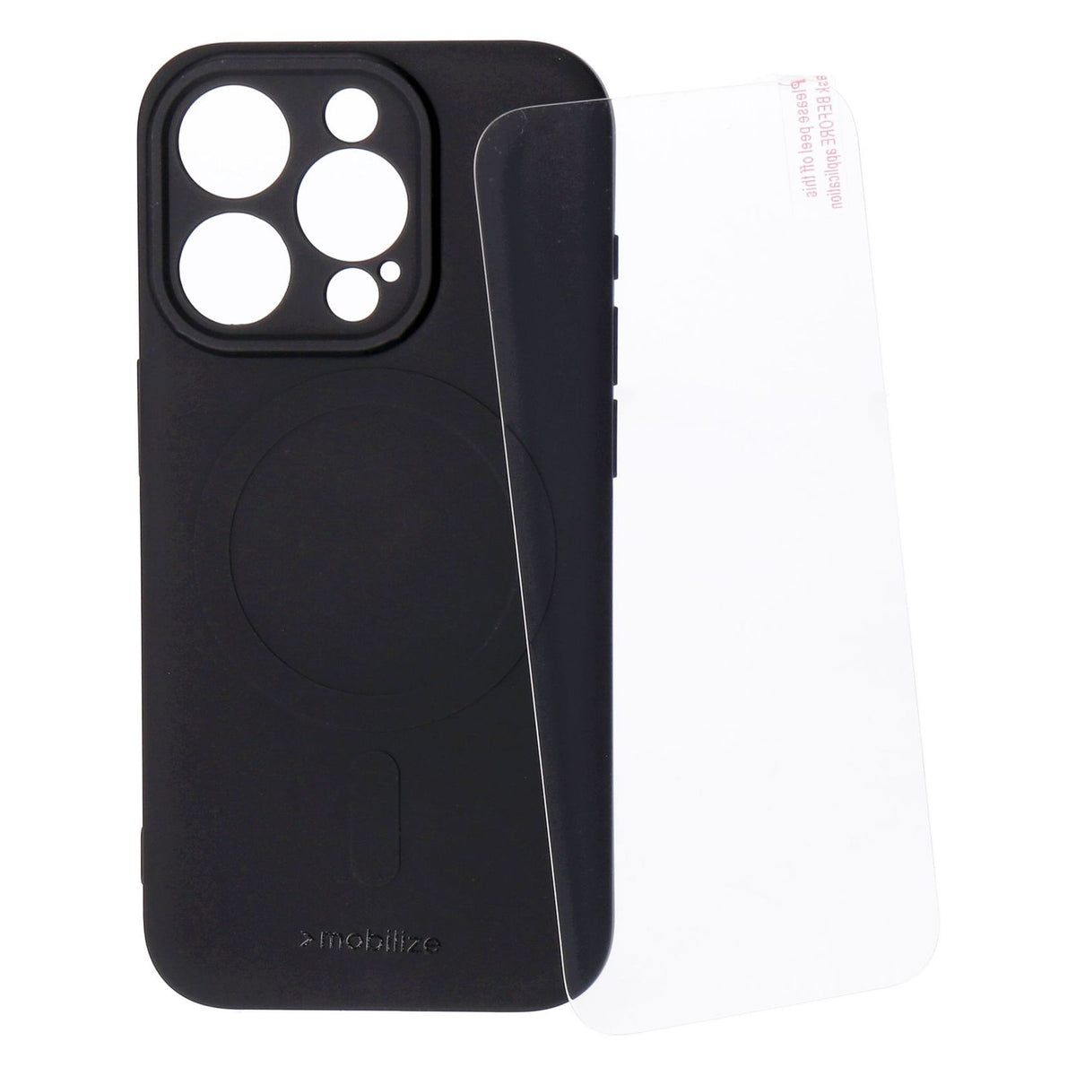 Produktbild Smartphone-Hülle - Mobilize Protection Pack iPhone 15 Pro Silikon Case schwarz und Displayschutz