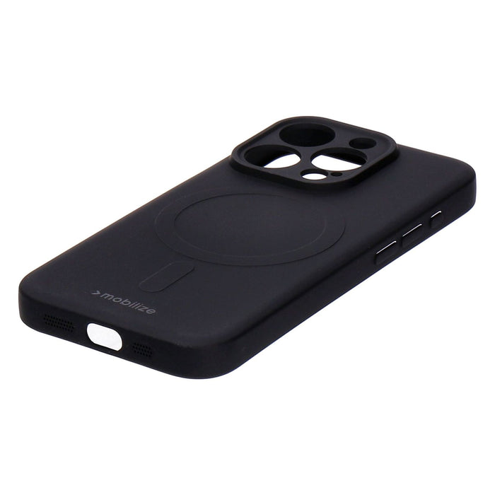 Mobilize Protection Pack iPhone 15 Pro Silikon Case schwarz und Displayschutz