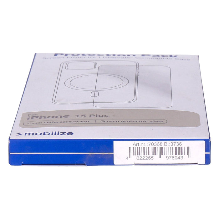 Mobilize Protection Pack iPhone 15 Plus Ledercase braun und Displayschutz