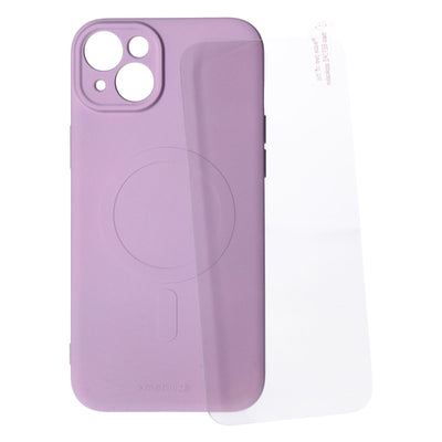 Protection Pack iPhone 15 Plus Silikon Case lavendel und Displayschutz