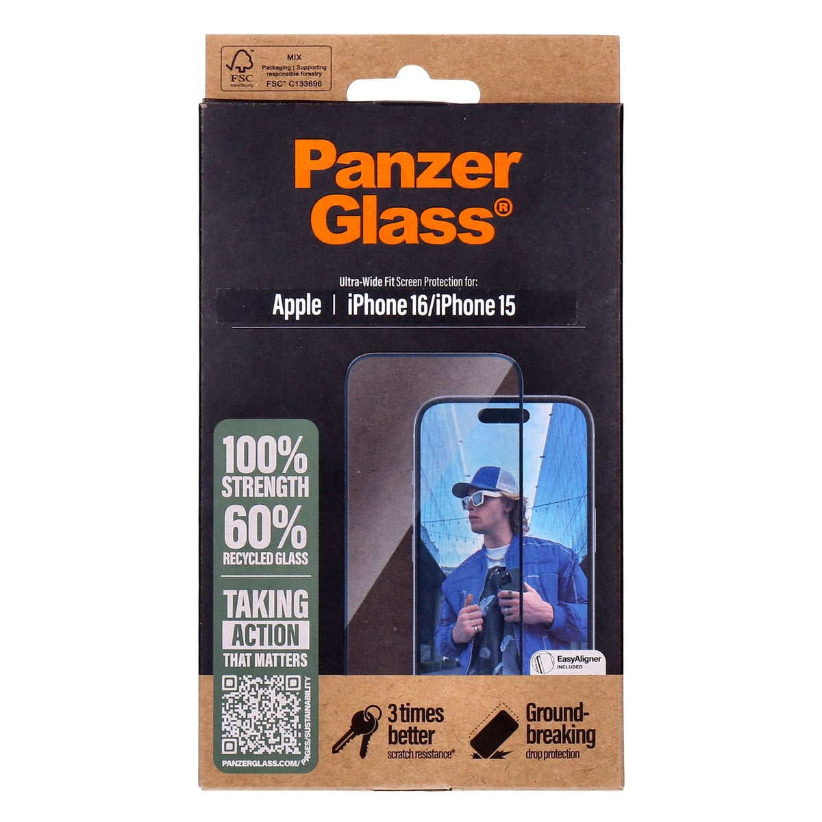 Produktbild Displayschutzglas - PanzerGlass Ultra-Wide Fit iPhone 16 Displayschutz
