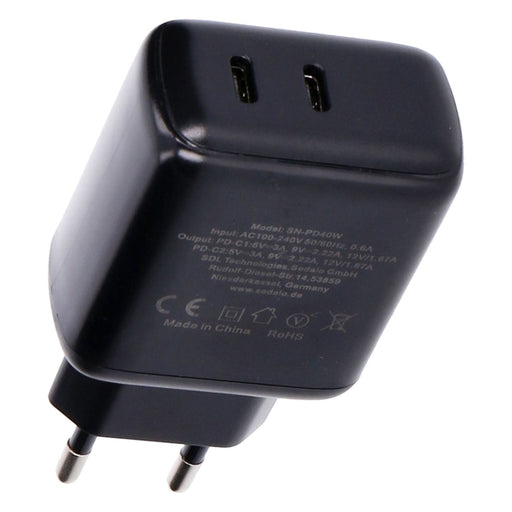 Produktbild USB-Ladegerät - SDL 40W Dual USB-C Ladegerät Type C Port schwarz