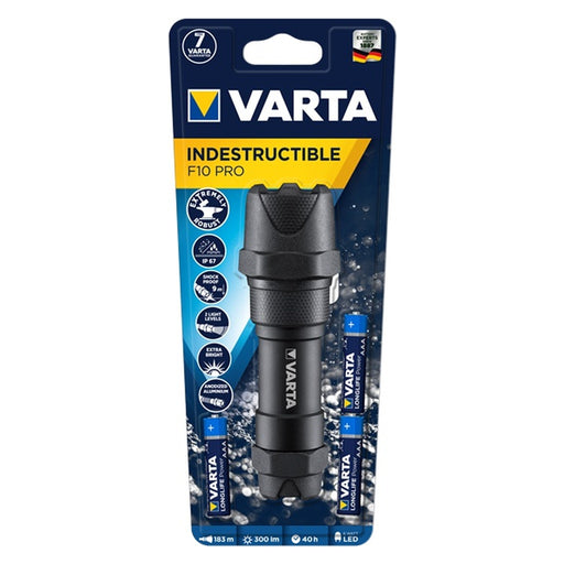 Produktbild LED Taschenlampe - Varta INDESTRUCTIBLE F10 PRO Schwarz Hand- Blinklicht LED