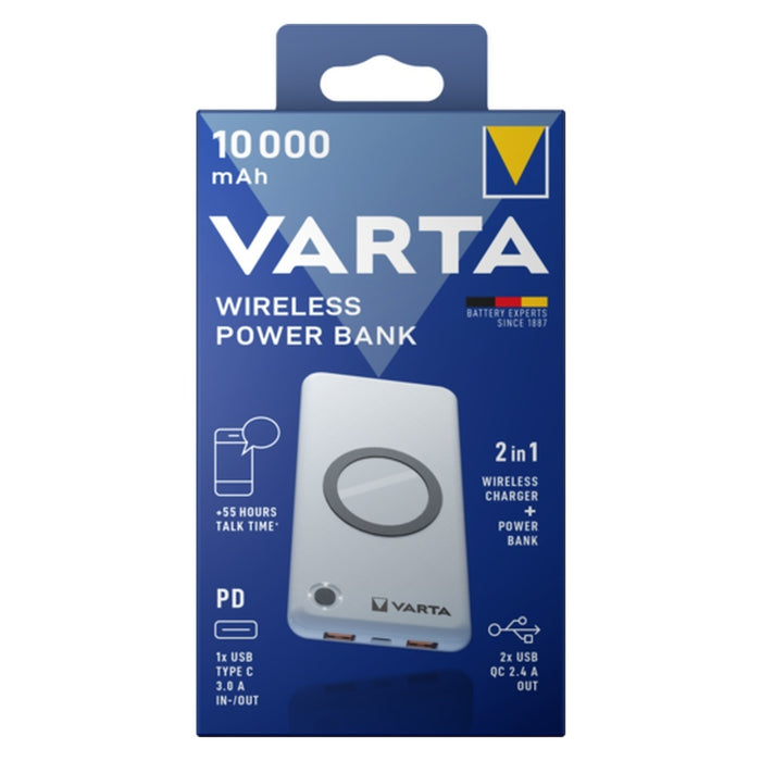 Varta 57913 Lithium Polymer (LiPo) 10000 mAh Kabelloses Aufladen Weiß