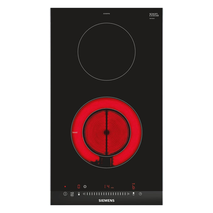 Siemens iQ300 ET375FFP1E Glaskeramikkochfeld Integriert 2 Zone(n) Schwarz, Edelstahl