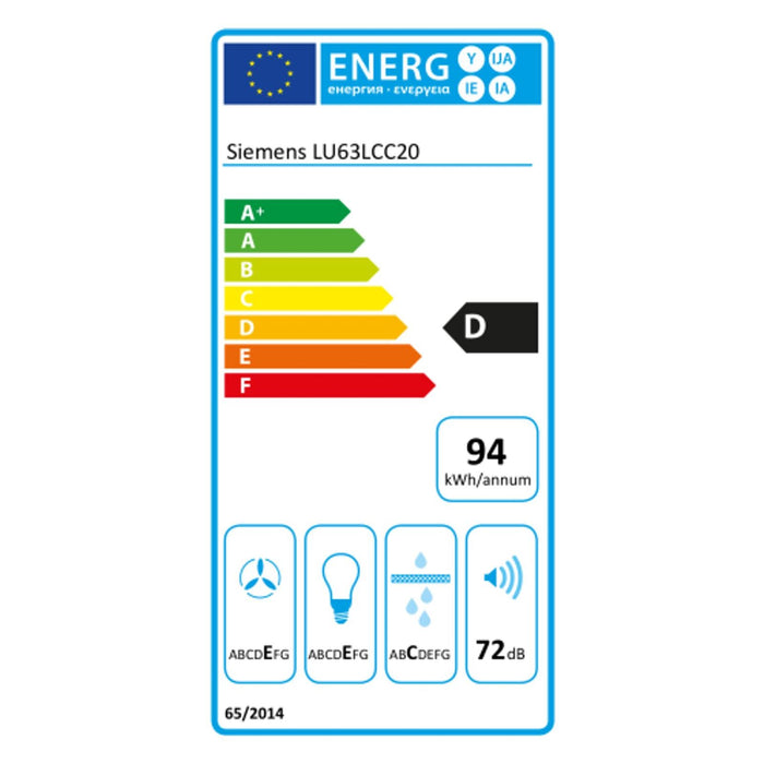 Siemens LU63LCC20 Dunstabzugshaube Eingebaut Weiß 350 m³/h D