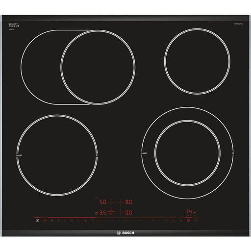 Produktbild Elektro-Kochfeld - Bosch Serie 8 PKN675DP1D Glaskeramik-Kochfeld integriert 60cm 4 Zonen Schwarz, Edelstahl