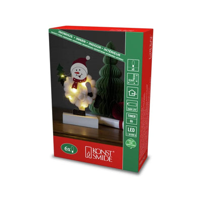 LED Holzsilhouette Schneemann LED Holzsilhouette Schneemann mit Baumwolle, Timer
