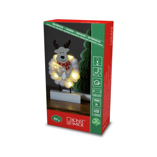 Produktbild LED Dekofigur - Konstsmide LED Holzsilhouette Elch mit Baumwolle, Timer