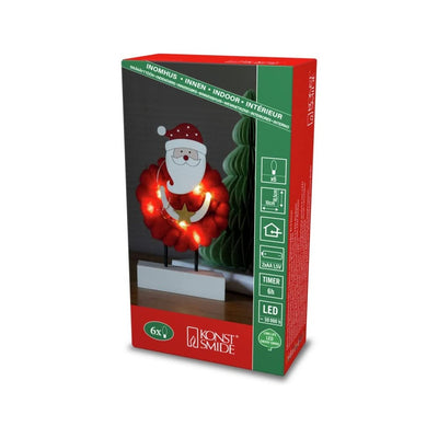 LED Holzsilhouette Santa mit B LED Holzsilhouette Santa mit Baumwolle, Timer