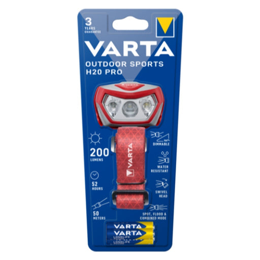 Produktbild LED Stirnlampe - Varta Outdoor Sports H20 Pro Grau, Rot Stirnband- Taschenlampe LED