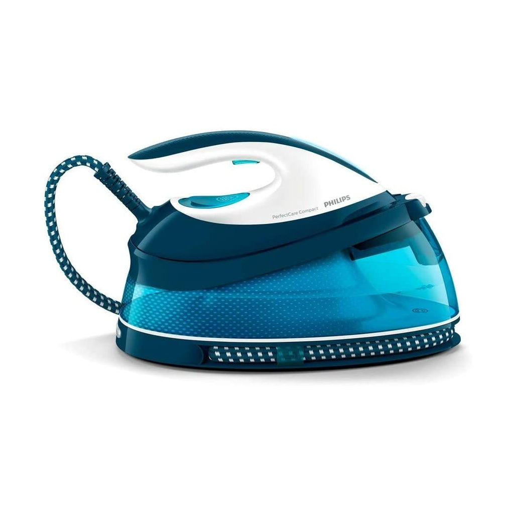 Produktbild Dampfbügelstation - Philips PerfectCare Compact Dampfbügelstation GC7840/20 / 2400 Watt blau, weiß