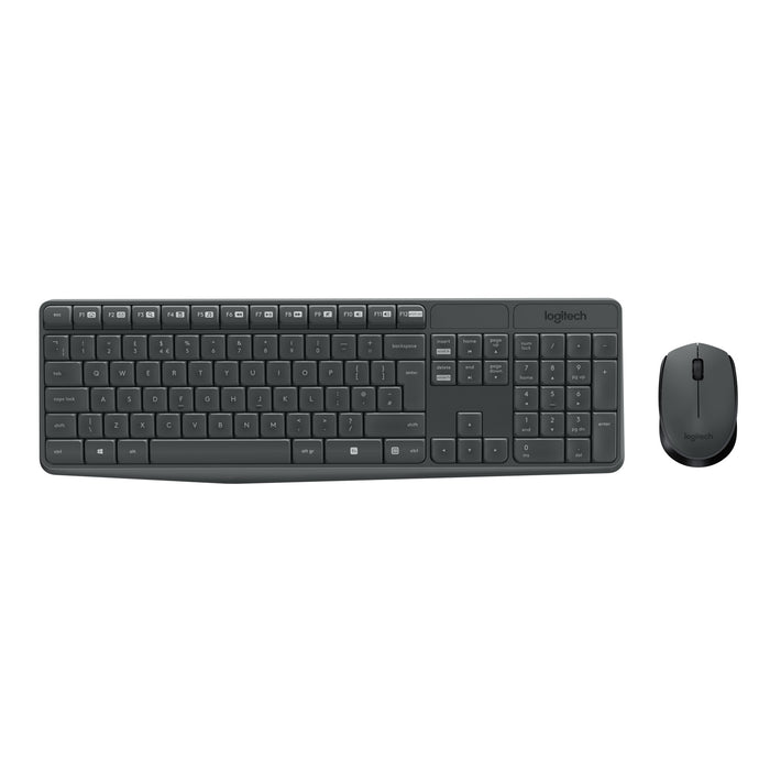 Logitech MK235 kabelloses Tastatur und Maus Set QWERTZ Deutsch grau