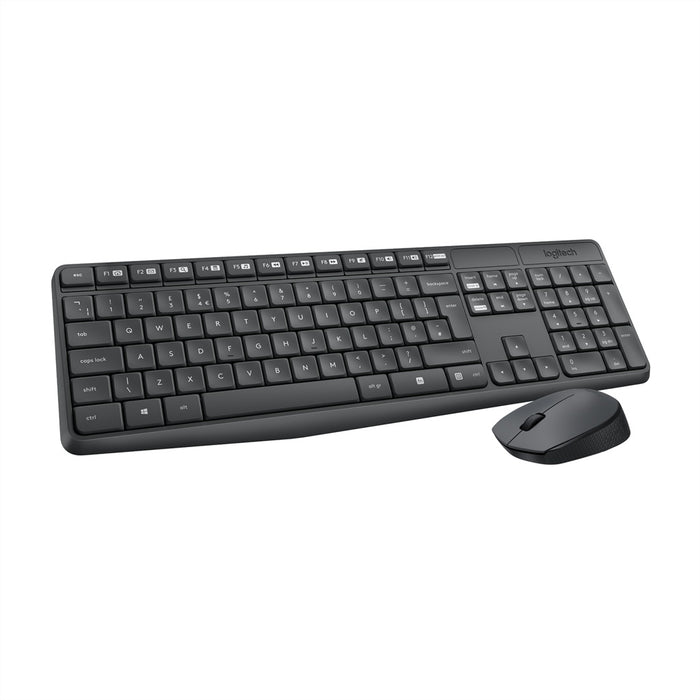 Logitech MK235 kabelloses Tastatur und Maus Set QWERTZ Deutsch grau