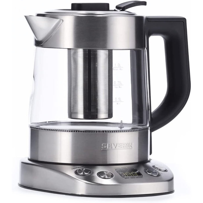 Severin WK 3473 Glas Tee-/ Wasserkocher 1 l 2200 W Edelstahl, Transparent