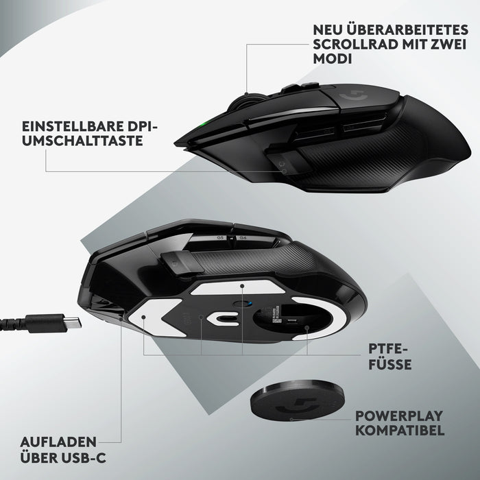 Logitech G G502 X Lightspeed Maus rechts RF Wireless Optisch 25600 DPI