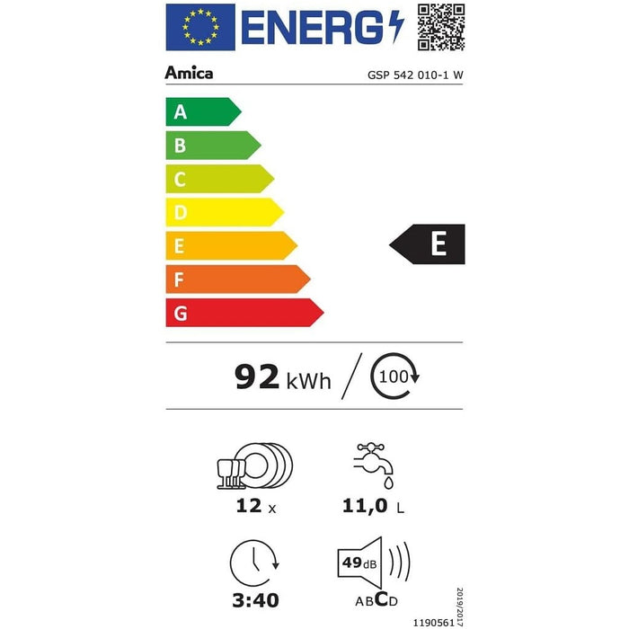 Amica GSP 542 010-1 W Geschirrspüler freistehend unterbaufähig