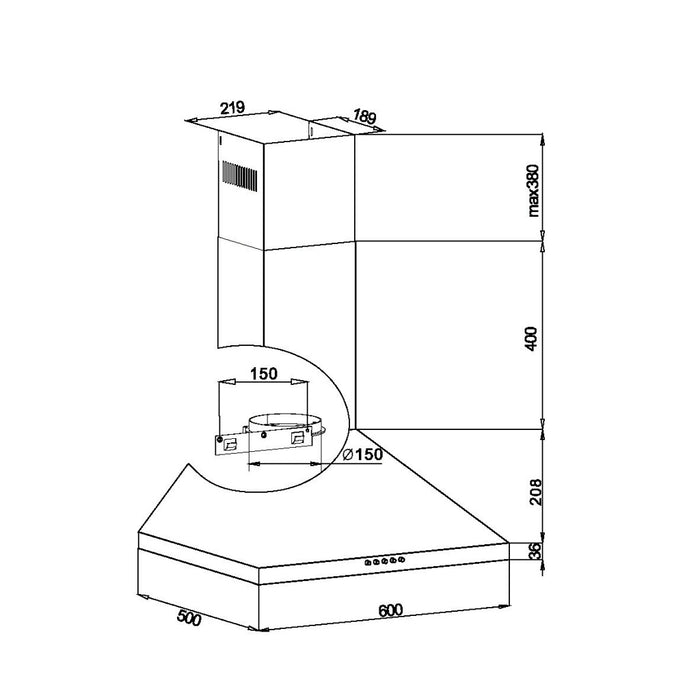 Amica KH 17286 S Kaminhaube Trapez 60cm Schwarz